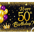 thumbnail image 4 of Glamorous 50th Birthday Banner with Gold Purple Balloons Crowns Background Party Decoration Photography Prop for Birthday Parties Celebrations Events Festivities, 4 of 7
