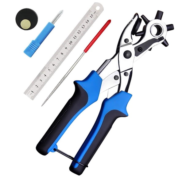 Yuarrent Perforadora multifuncional para cinturón con 6 agujeros Perforadora de cuero para cinturones de cuero Tarjetas Tela de papel Electrodomésticos Yuarrent HA023941-00