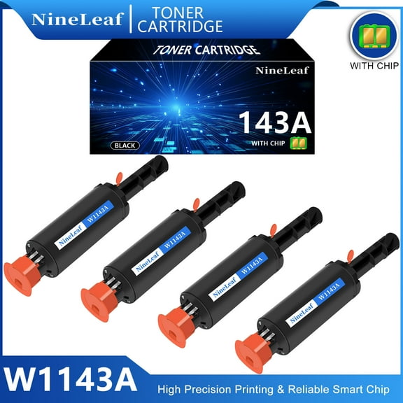 NineLeaf 143A Compatible Toner Reload Kit Replacement for HP W1143A 143A Black Toner cartridge use for Laser Neverstop 1001nw Printer MFP 1202w 1202nw 1201n Printers(4 Pack,2500 Pages)