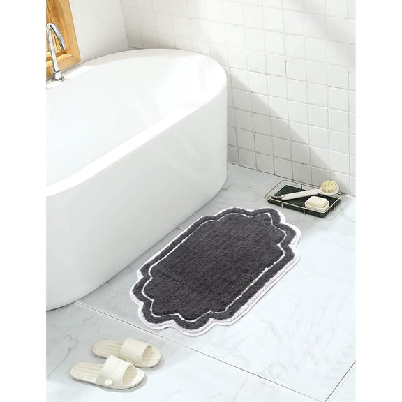 Home Weavers Allure Collection Bathroom Rug 100% Cotton Tufted Bathroom Rug, Soft and Absorbent Bath Rugs, Non-Slip Bath Rug, Machine Wash Dry Bath Mats for Bathroom Floor- 17"x24" Bath Rug, Dark