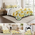 thumbnail image 6 of Queen Quilt Set 90''x96'', Yellow Spring Floral Lightweight Summer Bedspread Coverlet Set with 2 Pillow Shams, Pastoral Flowers Daisy Breathable All Season Quilt Bedding for Bedroom/Guest Room, 6 of 9