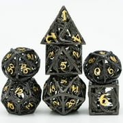 Cusdie Hollow Metal Dice, Flying Dragon D&D Dice, 7 Pcs DND Dice Set, Polyhedral Dice Set, for Role Playing Game MTG Pathfinder