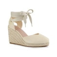 thumbnail image 1 of BLISSFUL STEP Sandales Compensées à Plateforme à Lacets Style Espadrille pour Femmes Beige 9, 1 of 5