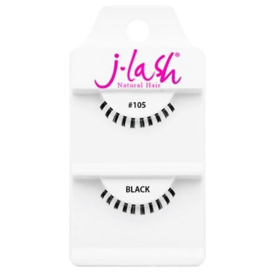 #105 Black , J Lash Daily Eyelashes, hair scalp beauty - Pack of 2 w/ Sleek 3-in-1 Comb/Brush