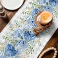 thumbnail image 3 of Hydrangea Eucalyptus Table Runner 72 Inches, Summer Botanical Grey Buffalo Plaid Bed Runner Dresser Scarves Tabletop for Indoor Outdoor Parties/Ceremony/Banquet, 14" x 72", 3 of 9