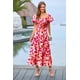 thumbnail image 3 of Vestido PRETTYGARDEN Floral Rojo con Mangas Abullonadas y Largo Midi Talla Grande, 3 of 5