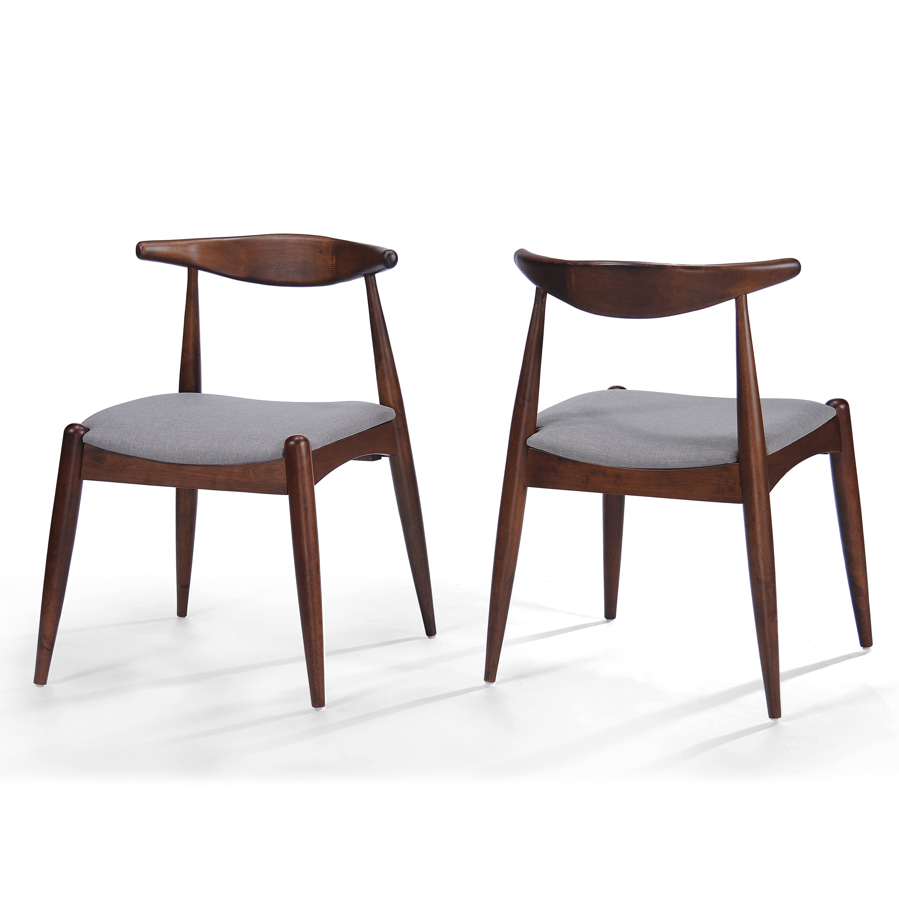 Euroco Dining Chairs Set of 2, Solid Wood Farmhouse Dining Room Chair with Ergonomic Backrest & Cushion for Kitchen,Light Gray,Walnut