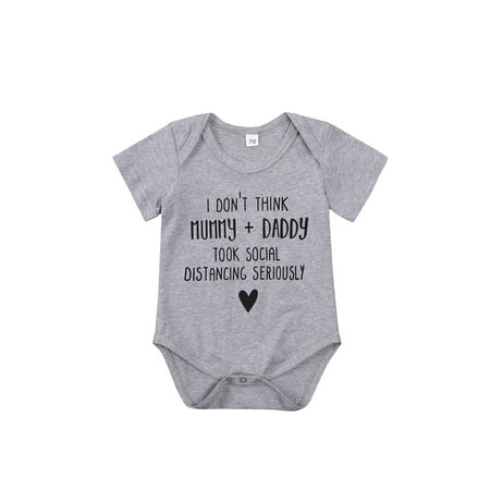 

Binpure Infant Girls Boys Bodysuits Funny Letter Print Short Sleeve Rompers