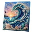 thumbnail image 2 of Underwater Waves Diamond Art Kit, with Frame Crystal Rhinestone Canvas for Home Wall Decor Relaxing DIY Craft Gift, Gifts for Family and Friends(Waves), 2 of 8