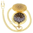 thumbnail image 1 of Miangastore 1PC Retro Two-faced Smooth Pocket Watch Alloy Classic Delicate Quartz Pocket Watch (Dark Golden), 1 of 9