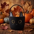 thumbnail image 3 of Sahpxhe Halloween Baskets Cute cat Cotton Rope Woven Candy Basket,Handheld Storage Bucket Gift Basket for Trick or Treat,Halloween Party,9.1x6.3in Black-B, 3 of 6
