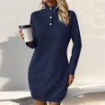 thumbnail image 6 of Diufon Womens Fall Dresses Lapel Button Long Sleeve Dress Casual Solid Color Mini Dress, 6 of 6