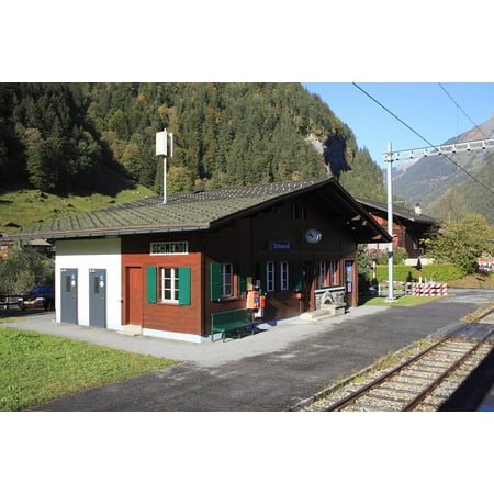 Train Mountain Railroad - Canvas Print Mountain Railway Train Station Mountain Switzerland Stretched Canvas 10 x 14