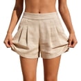 thumbnail image 6 of Atogsazn Womens Summer High Waisted Shorts Casual Dessy Pleated Cotton Linen Jogger Shorts Beach Pants Beige M Fashion, 6 of 7