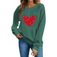 thumbnail image 5 of Valentines Day Sweatshirts Women Cute Heart Valentine Sweater Tops Casual Funny Graphic Long Sleeve Shirts Pullover, XS Green, 5 of 6