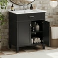 thumbnail image 6 of Harper & Bright Designs 30" Bathroom Vanity Combo with Ceramic Sink, Bathroom Vanity Cabinet with Soft Close Doors and Adjustable Shelves, Black, 6 of 15