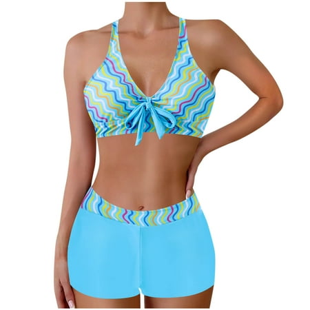 RYDCOT Womens High Waisted Swimsuits with Boy Shorts Brazilian Swimwear Triangle Top Bikini Two Piece Bathing Suits with Adjustable Straps on Clearance