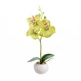 thumbnail image 2 of Tall 11" green Real Touch Orchid Artificial Flowers with Vase Fake Orchids Silk Floral for Home Decor Indoor Bathroom Decoration Potted Office Table Centerpieces Arrangements, 2 of 4