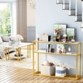 thumbnail image 5 of AWQM 3 Pieces Living Room Table Set Faux Marble Coffee Table with Round End Side Table and Console Table Modern Coffee Table Set with Gold Metal Frame for Home Office White, 5 of 8