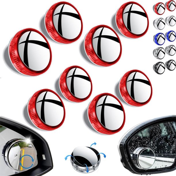 Espejo convexo de punto ciego para coche con ventosa, espejo retrovisor lateral ajustable con rotación de 360 grados, espejo retrovisor gran angular convexo extraíble, visión gran angular de alta defi