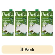 (4 pack) Pacific Foods Organic Unsweetened Coconut Milk, Plant Based Milk, 32 oz Carton
