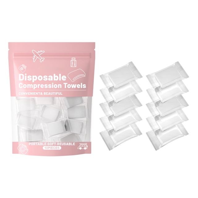 Compressed Towels 10 Pcs Disposable Towel Mini Travel Towelettes Portable Expanding Towels For Camping Outdoor Emergency & Home Use
