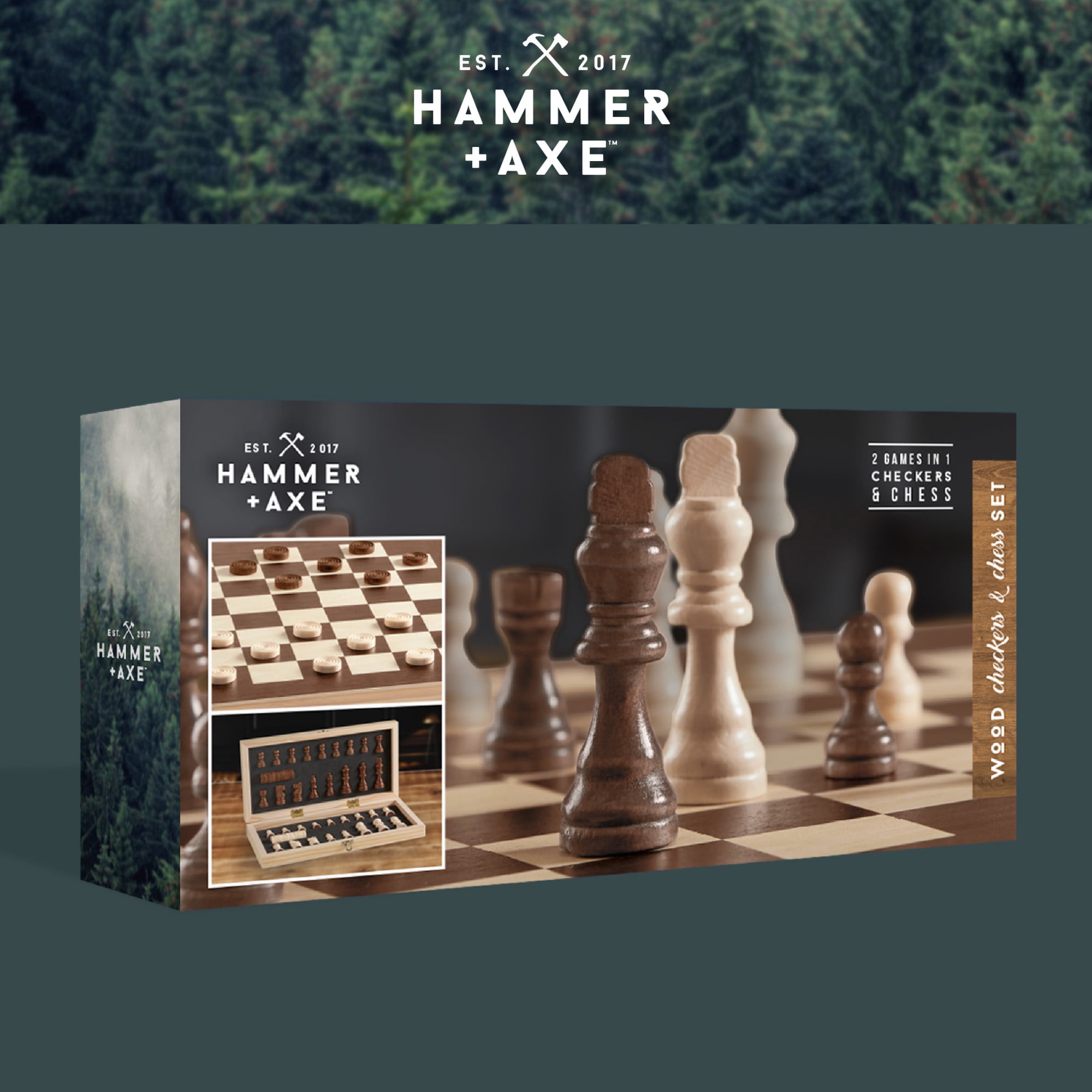 Hammer + Axe Checkers and Chess Set, 2 Games in 1