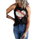 thumbnail image 3 of ABPHQTO Camiseta sin mangas con estampado gráfico en forma de corazón de béisbol negra para mujer, 3 of 5