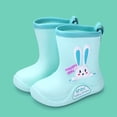 thumbnail image 2 of NOKIO Easy-On 𝗪aterproof Rain Boots for Kids Adjustable Strap Fastening System Reinforced Toe Guard Non-Marking Outsole Cartoon Animal Patterns Boys Girls, 2 of 4