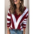 thumbnail image 2 of Inevnen Women's Sweaters Casual Long Sleeve V-neck Striped Fall Pullover Knit Sweater Tops, 2 of 8