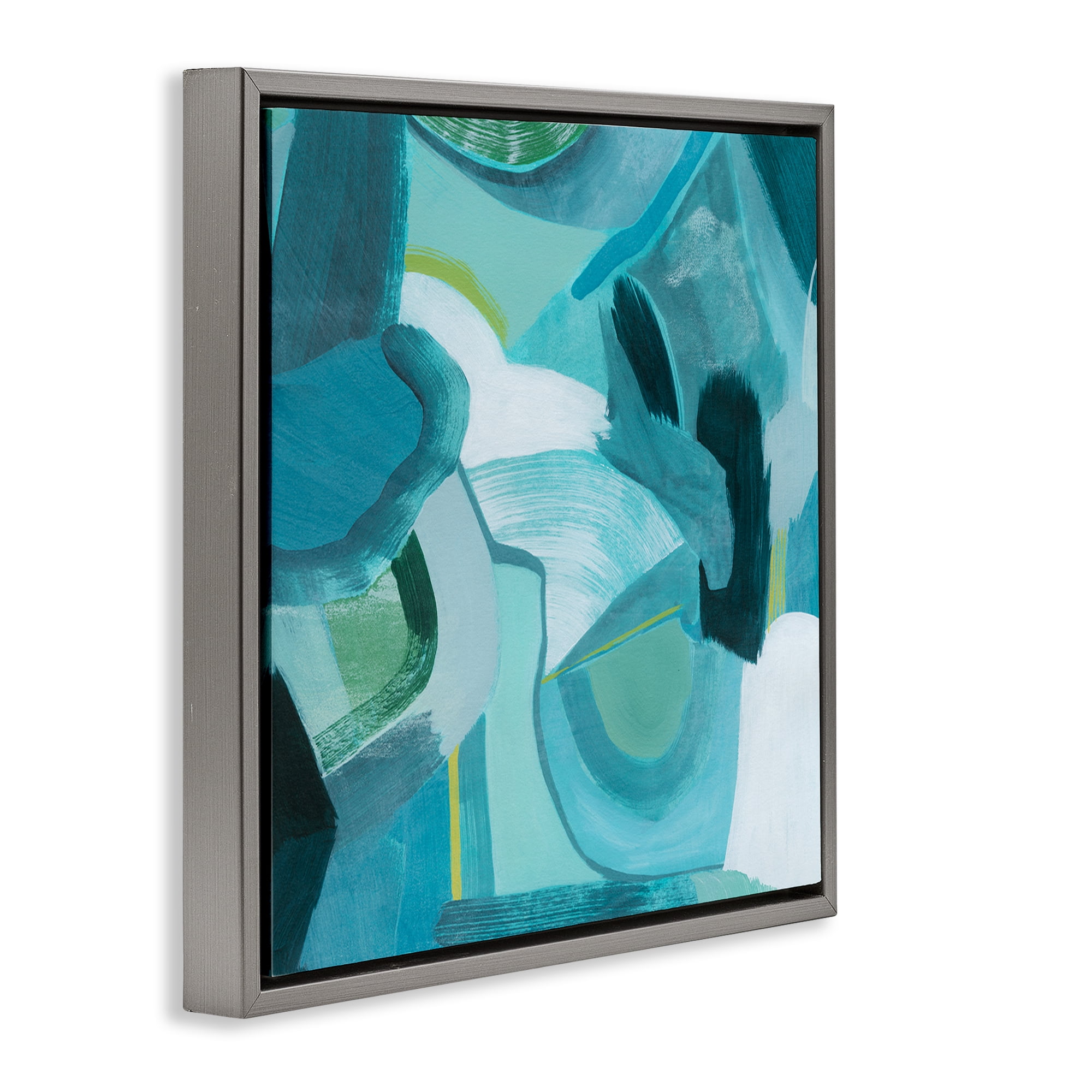 Stupell Industries Dynamic Cascading Shapes Abstract Painting Gray Floater Framed Canvas Art Print Wall Art, 18 x 18