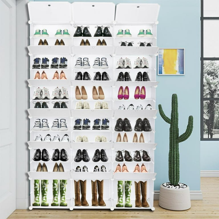 Winado 36 Cubes Portable Shoe Rack Organizer 12 Tiers Shoe Shelf Tower 72  Pairs Shoe Storage Cabinet Stand Expandable Suitable for Heels, Boots