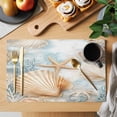 thumbnail image 2 of Coastal Placemats Set of 8 Nautical Beach Shell Starfish Coral Ocean Place Mats Indoor Wipeable Table Mats Washable Cloth Dining Table Placemats for Kitchen Holiday Party Home Decor 13x19 Inch, 2 of 9