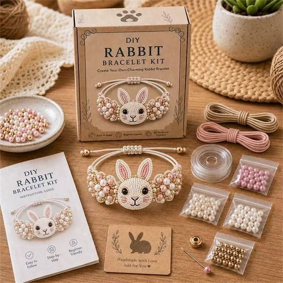 Bracelet Making Kit Cute Rabbit Themed Diy Beaded Bracelet Making Kit for Beginners and Craft Lovers Great Gift for Craft Enthusiasts Assorted Beads for Jewelry Making with