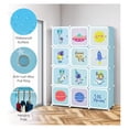 thumbnail image 4 of Huang zhong wen Children Wardrobe, Kid Closet Portable Baby Dresser Cute for Kids Bedroom Nursery Armoire with Doors 12 Cube 2 Hanging Sections, Kid Clothes Storage Organizer (Blue, 12 Cubes), 4 of 9