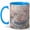 Blue, variant on Swan Boat Coffee Mug, Fantasy Garden Mug for Women, Watercolor Swan Boat with Flowers, Lily Pond and Soft Sparkles, Ceramic 11 Oz Cup
