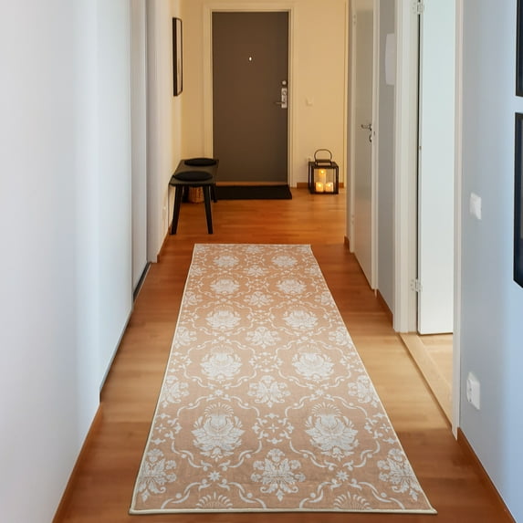 Floral Decorative Rug, Classic Victorian Floral Patterns Tulips Nostalgic Romantic Modern in Vintage Style, Quality Carpet for Bedroom Dorm and Living Room, 6 Sizes, Pale Peach, by Ambesonne