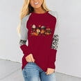 thumbnail image 1 of Hauts pour Femmes Chic Décontracté 2023 Mode Imprimé Manches Longues Blouse Col Rond Rayé Chandails à Capuchon Décontractés Costumes d'Halloween pour Femmes en Liquidation, 1 of 5