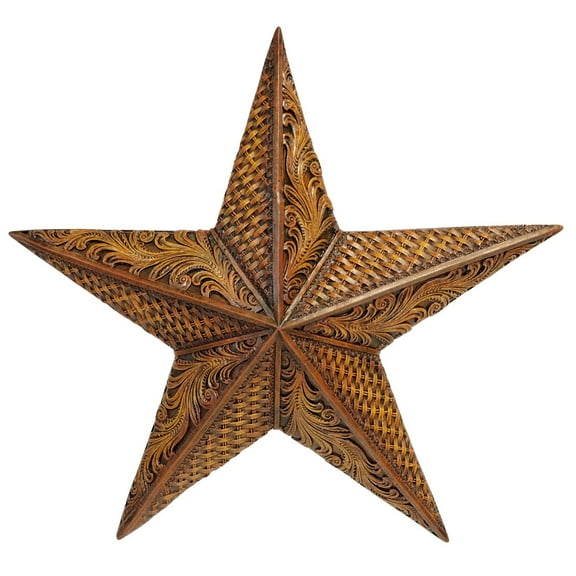 Tooled Leather Star Scrolls Wall Art