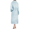 thumbnail image 3 of PAVILIA Soft Plush Women Fleece Robe, Light Blue Cozy Bathrobe, Female Long Spa Robe, Warm Housecoat, Satin Waffle Trim, L/XL, 3 of 9
