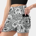 thumbnail image 3 of Oodles Of Doodles Skirts Woman Fashion 2024 Pant Skirt Mini Skirts Office Short Skirt Doodle Black And White Monochrome Pattern, 3 of 6