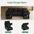 thumbnail image 5 of HONBAY Pull Out Sectional Sleeper Sofa Set Velvet Couch Bed with Storage for Living Room, Black, 5 of 8