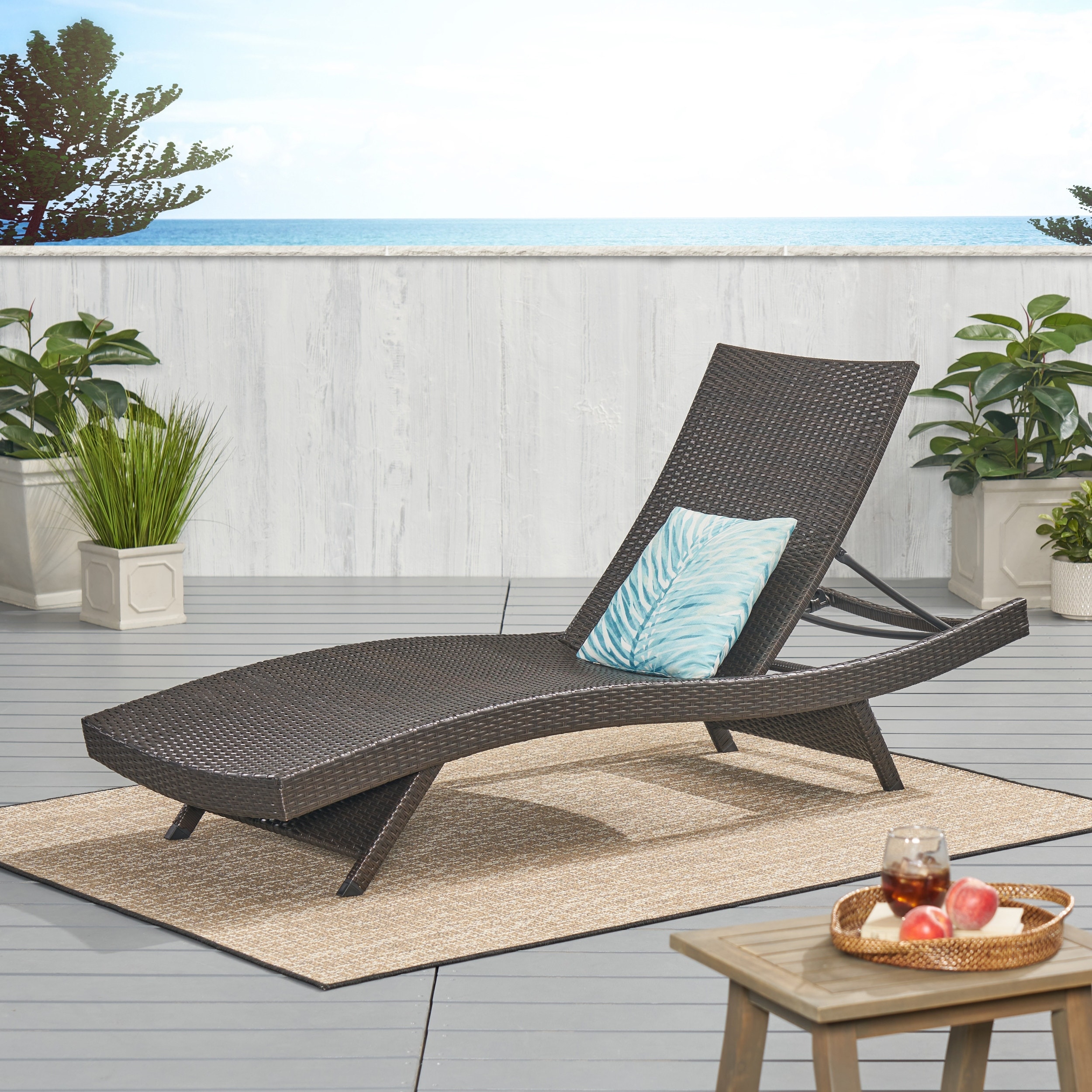 Christopher Knight Home Salem Outdoor Grey Wicker Chaise Lounge Chair  by  Brown No Cover - image 2 of 5