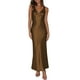 thumbnail image 1 of Vestido largo VUBIYA elegante de satén con cuello en V sin espalda para mujer, 1 of 5