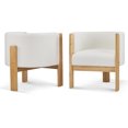 thumbnail image 5 of Upholstered Dining Chairs Set of 2, Natural Rubber Wood Frame and White Boucle Fabric, Modern Armchairs for Dining and Living Room, 225lbs Capacity, 5 of 14