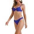 thumbnail image 4 of INSPIRAR CHIC Bañador de Mujer Push Up con Aros Top Fruncido 2 Piezas Parte Inferior de Corte Alto Bikini Set Bañador Talla X-Large Azul Marino, 4 of 5