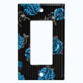 thumbnail image 5 of Metal Light Switch Plate Outlet Cover Dark Blue Roses Black Pinstripe Wallpaper ROS043, 5 of 13