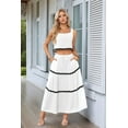 thumbnail image 6 of Women'S Summer 2 Piece Beach Outfit Casual Sleeveless Cropped Tank Top High Waisted Maxi Skirt Set White XL, 6 of 9