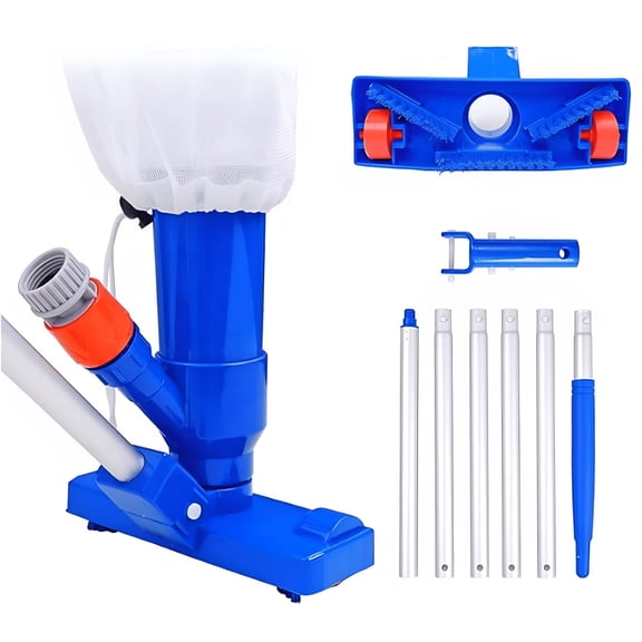ZEPARO Portable Handheld Pool Vacuum for Above Ground Pool-Upgraded Swimming Pool Jet Cleaner Underwater Vacuum Kit with Brush and 5 Section Poles of 70",Small Vacuum for Spas,Ponds,Floors,Fountains