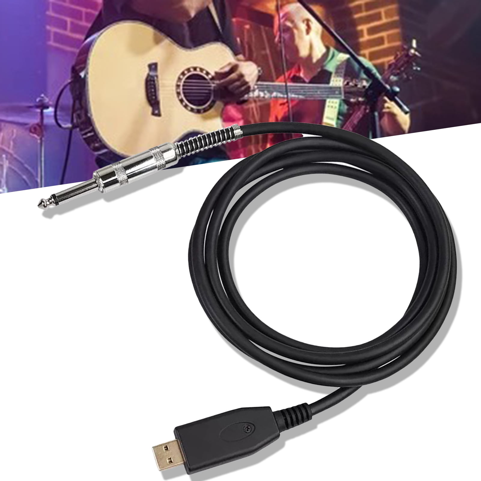 Deyuer Audio AUX Cable Anti-interference High Fidelity Driver-free USB to 6.35mm Male to Male Guitar Cable for Laptops,2M